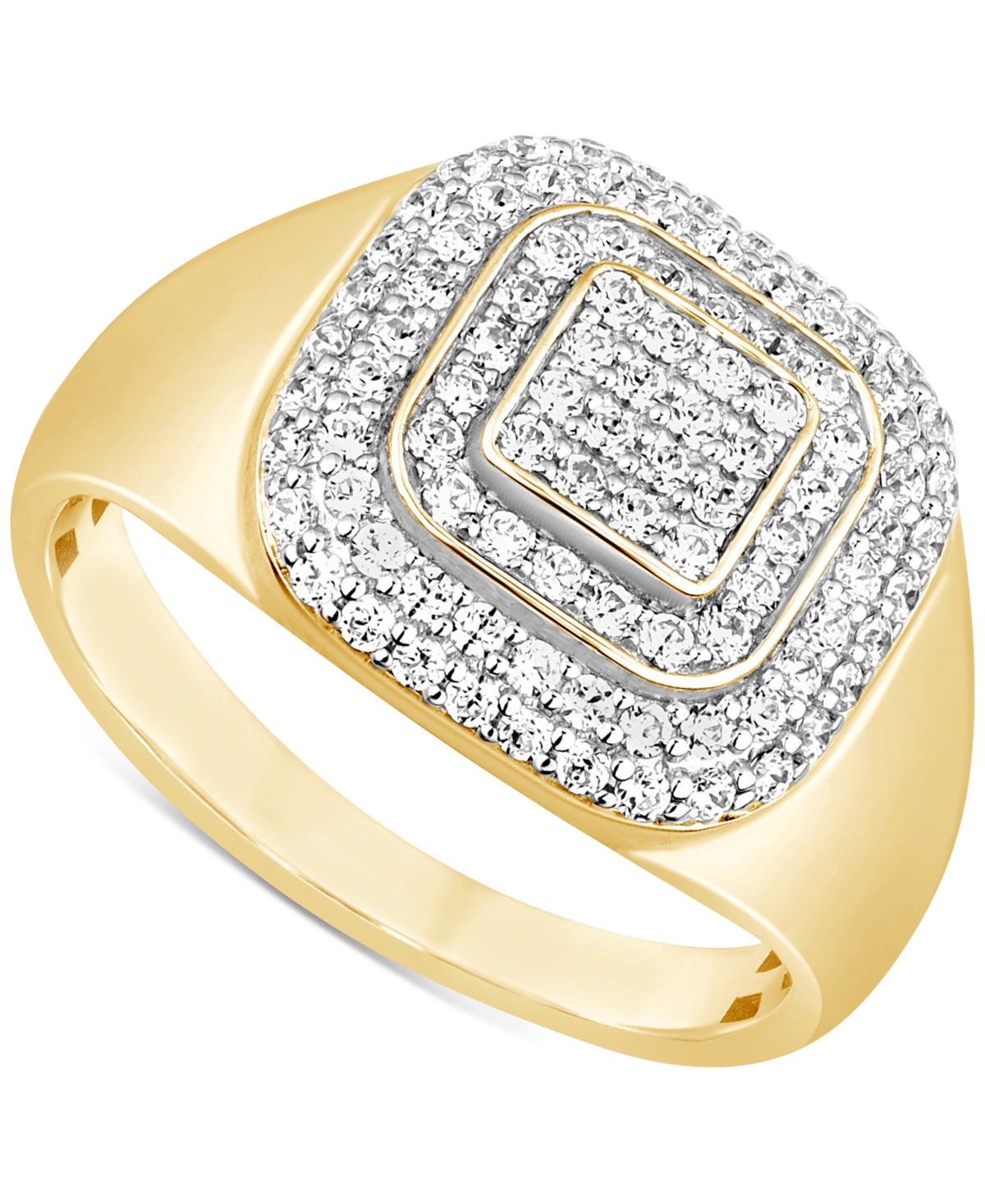 MACY'S MEN'S DIAMOND CONCENTRIC CLUSTER RING (1 CT. T.W.) IN 10K GOLD