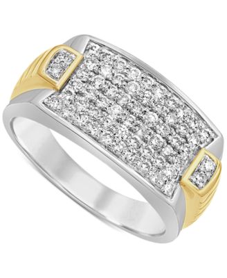 Macy's Men's Diamond Cluster Ring (1 ct. t.w.) in 10k Two-Tone Gold ...