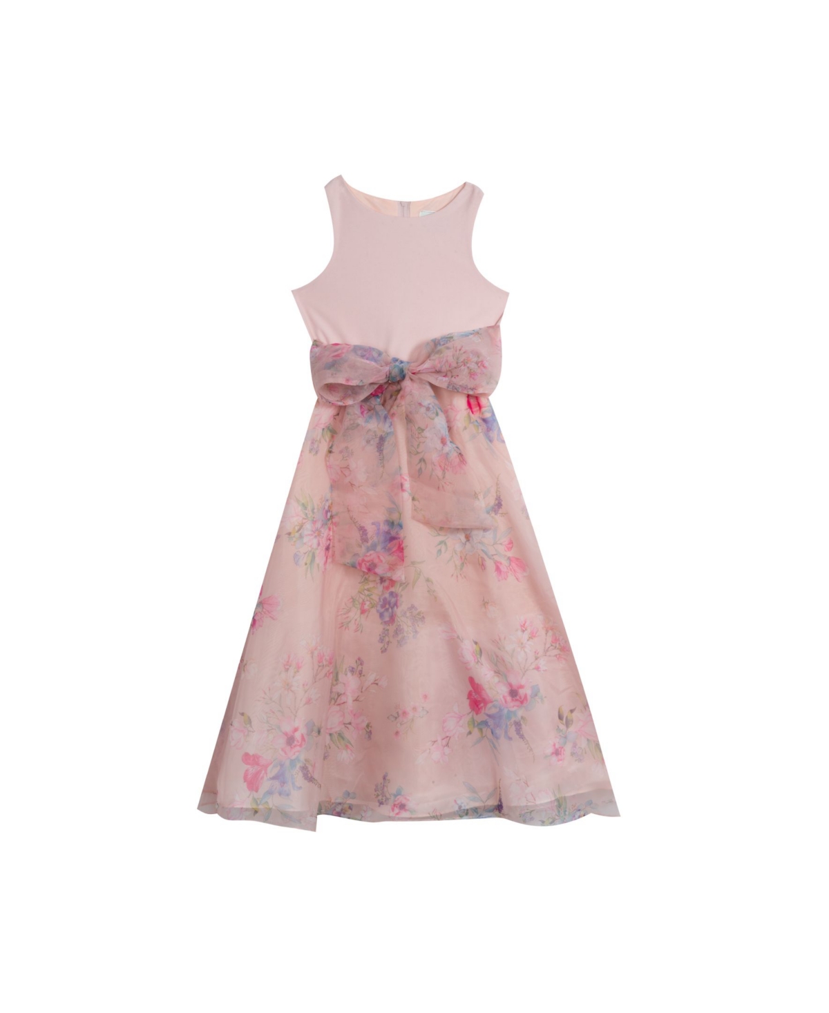 Big Girls Orange Crystal Organza Cascade Ruffle Dress 8-14