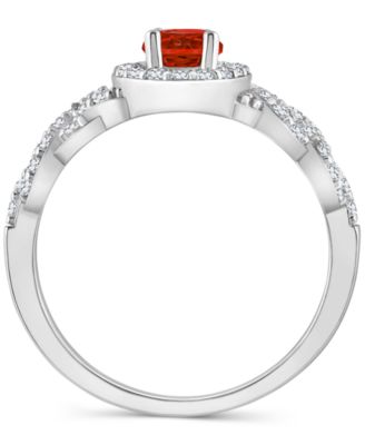 Rhodolite Garnett Blue Topaz (1 ct. t.w.) & White Topaz (1/2 ct. t.w.) Halo Braid Ring in Sterling Silver (Also in Citrine, Blue Topaz, Amethyst, & Peridot)