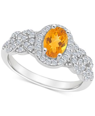 Rhodolite Garnett Blue Topaz (1 ct. t.w.) & White Topaz (1/2 ct. t.w.) Halo Braid Ring in Sterling Silver (Also in Citrine, Blue Topaz, Amethyst, & Peridot)