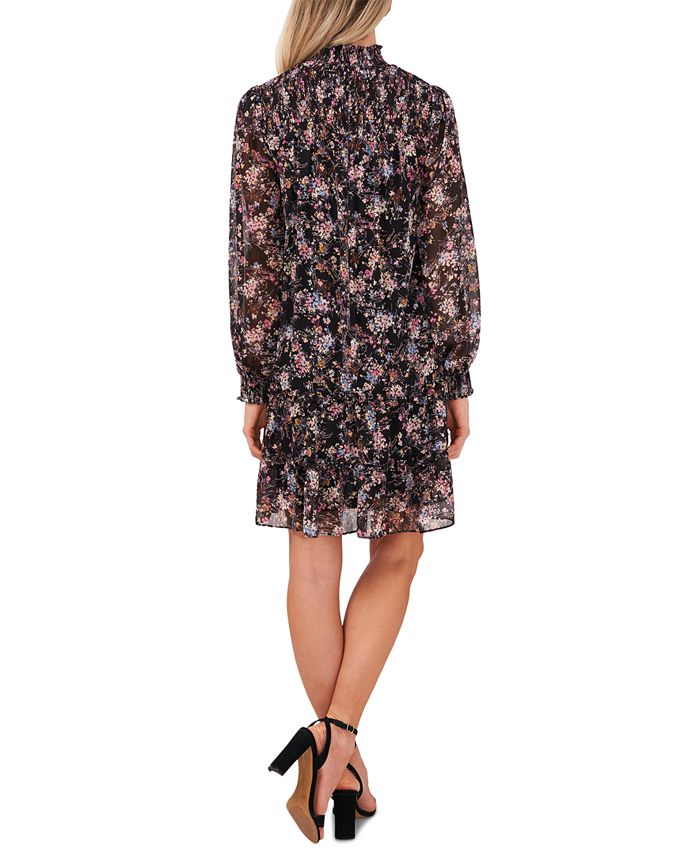 CeCe Floral-Print Smocked Dress - Macy's