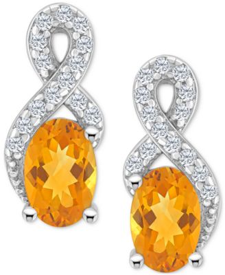 Rhodolite Garnet (1-1/8 ct. t.w.) & White Topaz (1/6 ct. t.w.) Looped Drop Earrings in Sterling Silver (Also in Peridot, Citrine, Amethyst, & Blue Topaz)