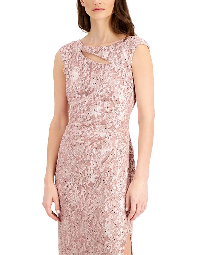Connected cutout sequined lace hot sale gown