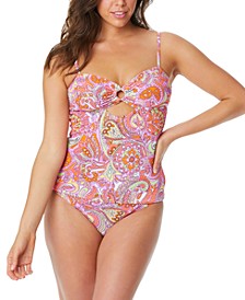 Flower Child Printed Cutout Tankini Top & Shirred Hipster Bottoms