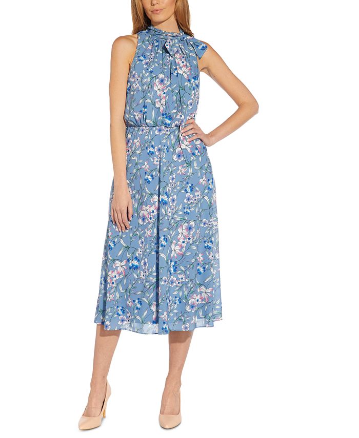 Adrianna Papell Floral-Print Halter Dress - Macy's