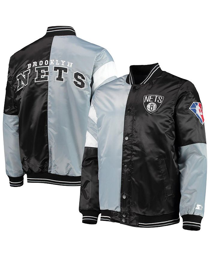 Brooklyn Nets Black Satin Hooded Jacket