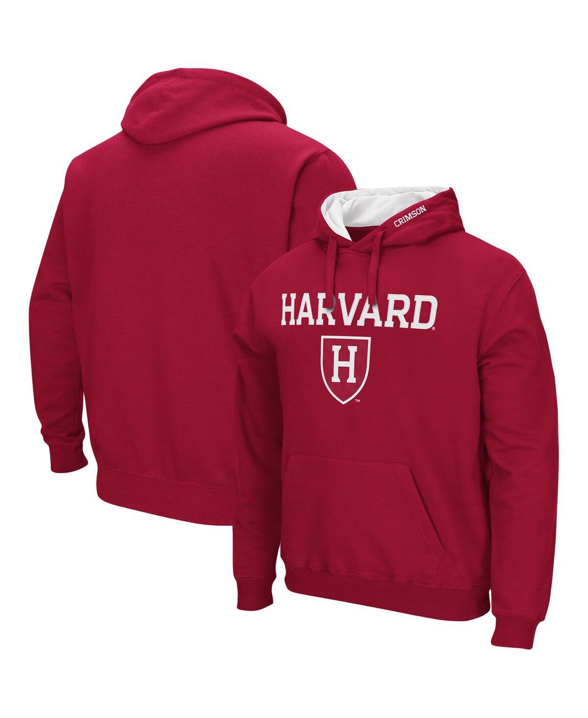 Shop Colosseum Men's Crimson Harvard Crimson Arch And Logo Pullover Hoodie