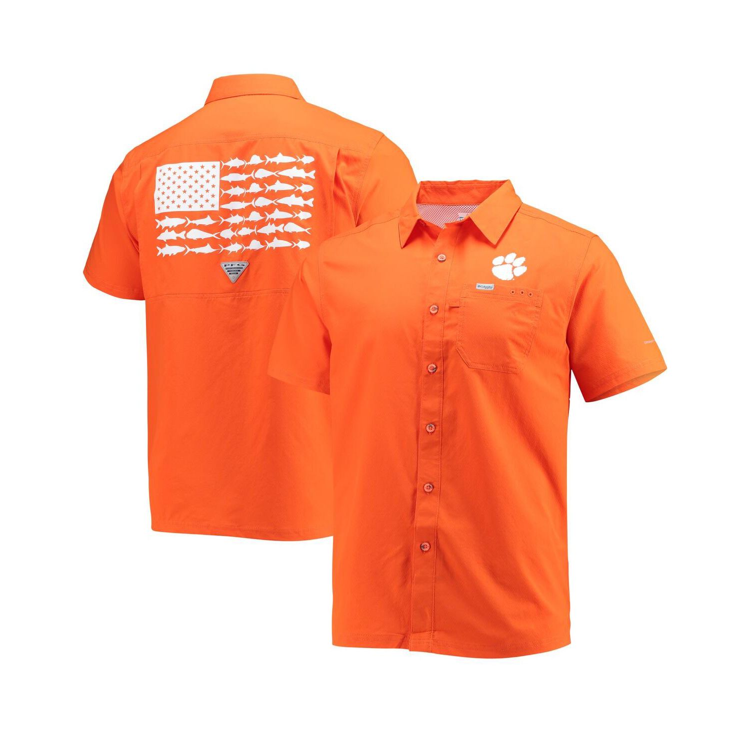 Men's Orange Clemson Tigers Slack Tide Camp Button-Up Shirt