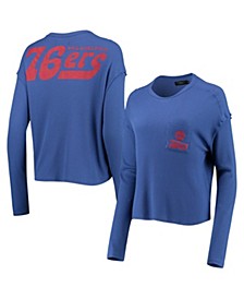 Women's Royal Philadelphia 76ers Pocket Thermal Tri-Blend Long Sleeve T-shirt