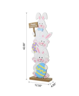 Wooden Easter Stacked Bunny Porch Decor, 30.75"