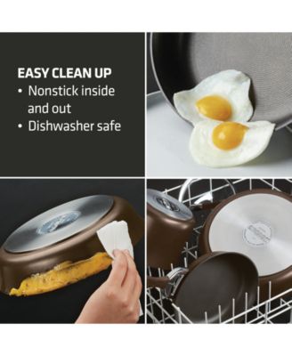 Symmetry Hard-Anodized Nonstick Cookware Induction Pots and Pans Set, 3-Piece, Chocolate