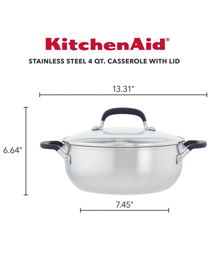 KitchenAid Stainless Steel 4 Quart Induction Casserole with Lid Macy's