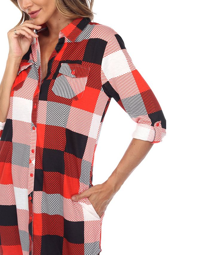 White Mark Women's Plaid Tunic Shirt & Reviews Tops Women Macy's
