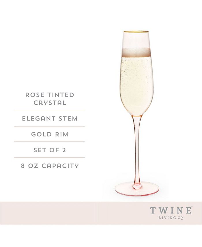 Garden Party: Rose Crystal Champagne Flute Set | Twine main image 1
