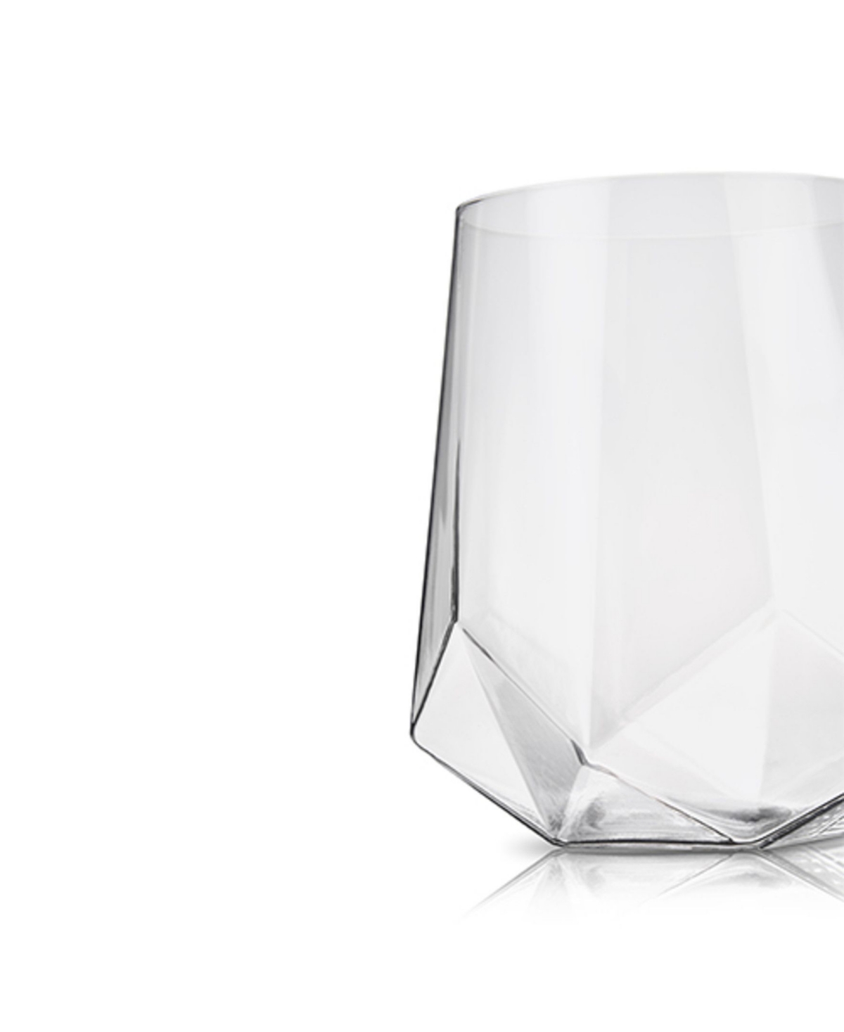 Viski Raye Faceted Crystal Wine Glass, Set of 2,