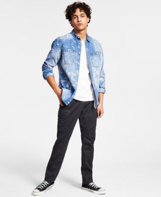 Sun + Stone - Men's Cameron Bandana Rally Denim Long-Sleeve Shirt