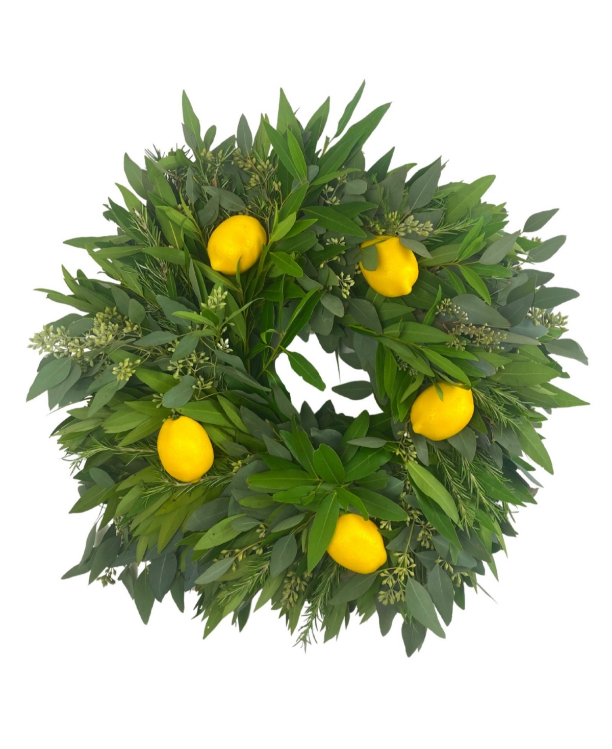 Spring Rosemary, Eucalyptus, Bay Leaf and Lemon Fresh Real Wreath, 22"