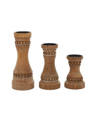 Wood Natural Candle Holder, Set of 3