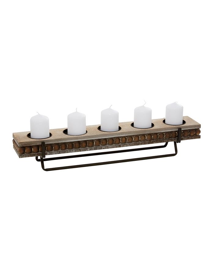 Rosemary Lane Wood Natural Candlestick Holders - Macy's