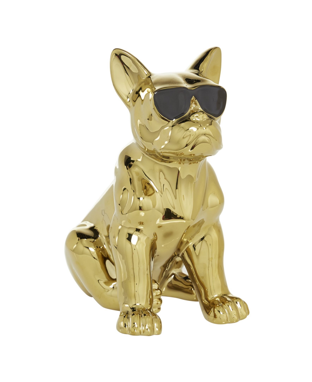 Cosmoliving By Cosmopolitan Ceramic Glam Dog Sculpture, 12" X 6" In Gold-tone