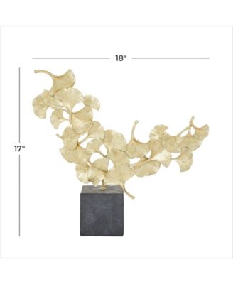 by Cosmopolitan Polyresin Contemporary Gingko Leaf Sculpture, 17" x 18"