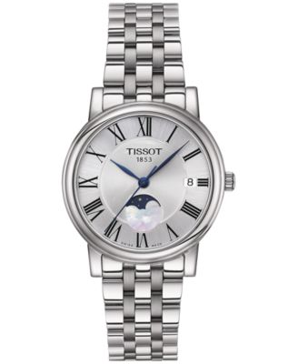 Tissot Women s Carson Premium Lady Moonphase Stainless Steel Bracelet Watch 32mm Macy s