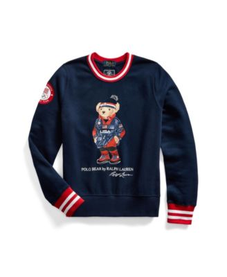 폴로 랄프로렌 걸즈 스웻셔츠 Polo Ralph Lauren Big Girls Team USA Polo Bear Sweatshirt,Navy