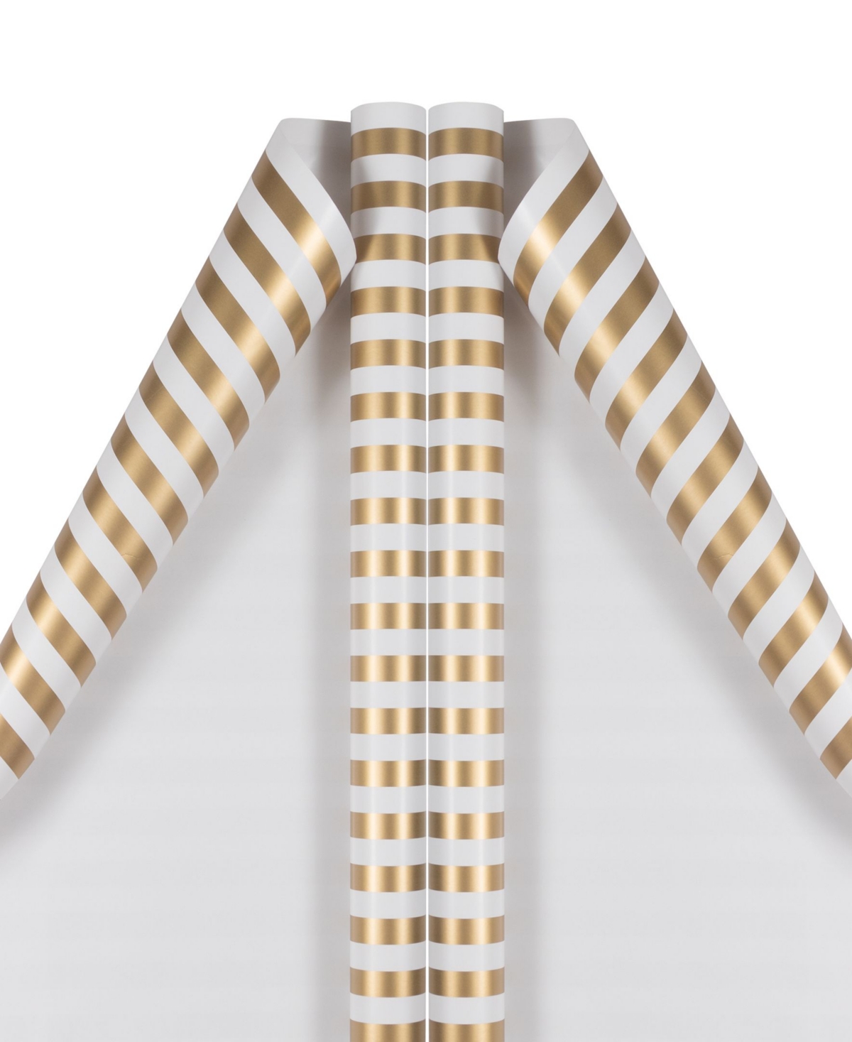 Jam Paper Gift Wrap 50 Square Feet Striped Wrapping Paper Rolls, Pack of 2 - Gold-Tone and White Striped