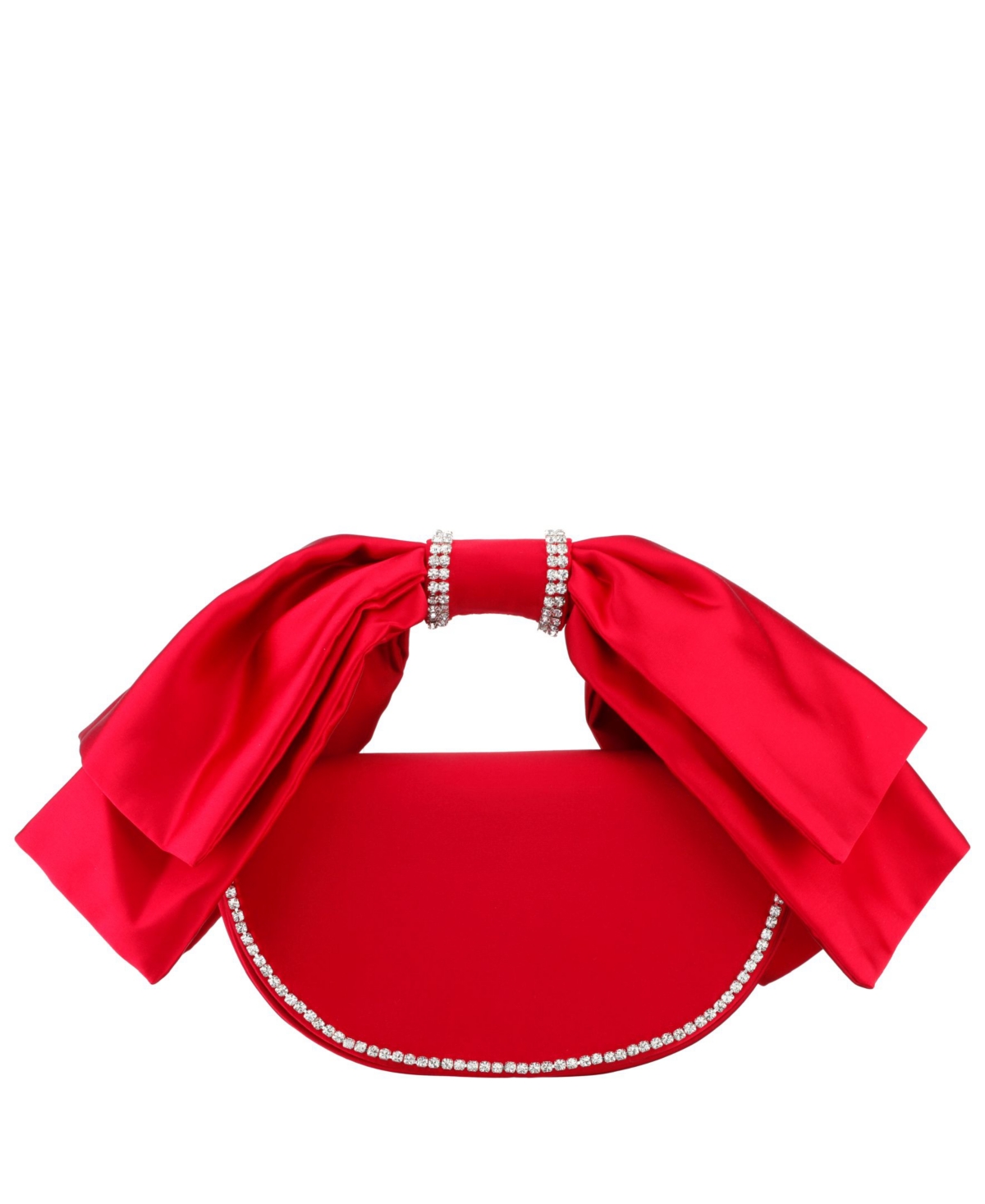 Women's Crystal Trim Satin Bow Clutch Bag - Ultra Pink