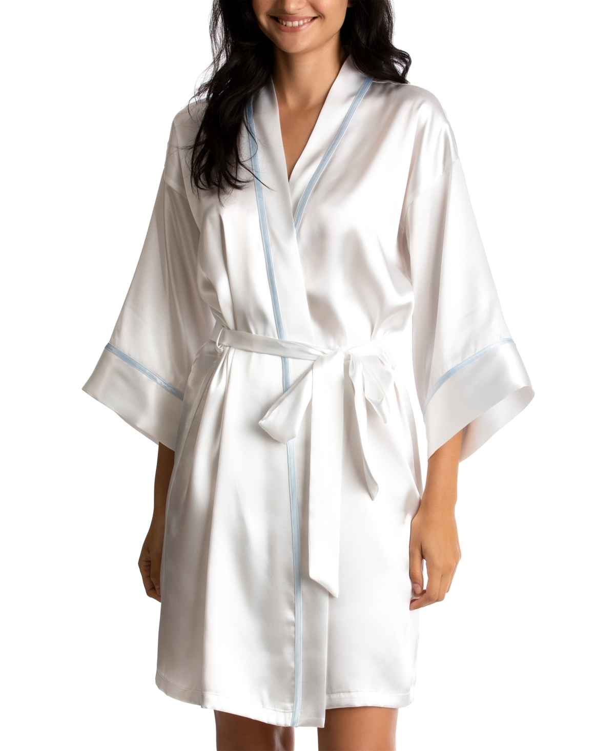 Maid Of Honor Satin Wrap Robe - Ivy/blue