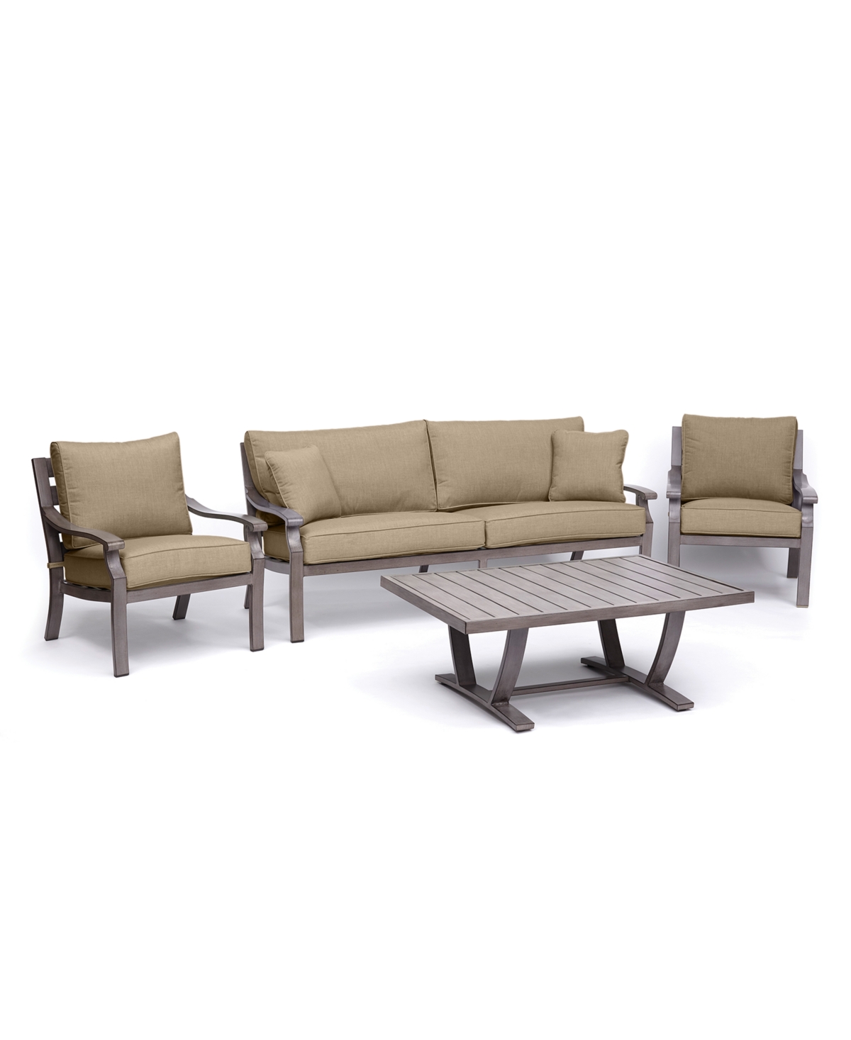 Agio Tara Aluminum Outdoor 4-pc. Seating Set (1 Sofa, 2 Club Chairs & 1 Coffee Table), Created For Macy's In Outdura Remy Pebble