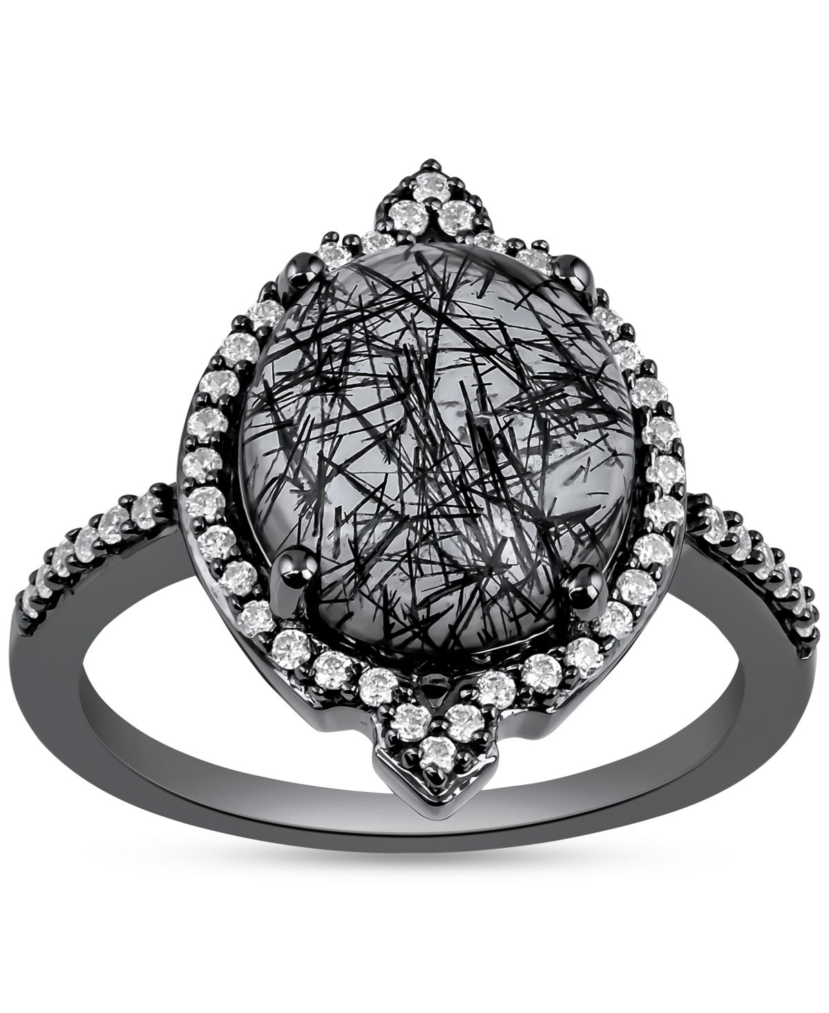 Enchanted Disney Fine Jewelry Rutile Quartz (3-3/4 ct. t.w.) & Diamond (1/4 ct. t.w.) Maleficent Villains Ring in Black Rhodium-Plated Sterling Silver
