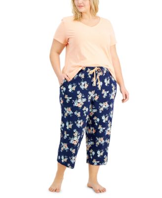 Charter Club Plus Size Sleep T Shirt Printed Cropped Pajama Pants Created For Macys