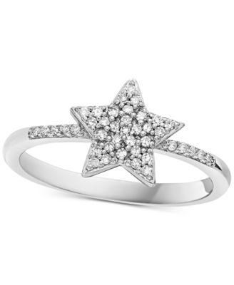 Macy's - Diamond Pav&eacute; Star Ring (1/6 ct. t.w.) in Sterling Silver
