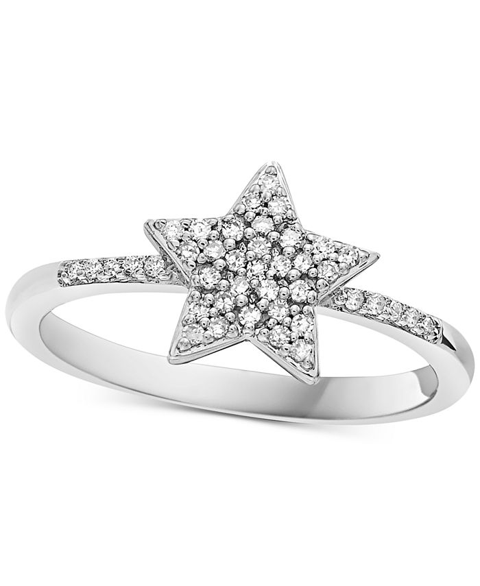 Macy's - Diamond Pav&eacute; Star Ring (1/6 ct. t.w.) in Sterling Silver