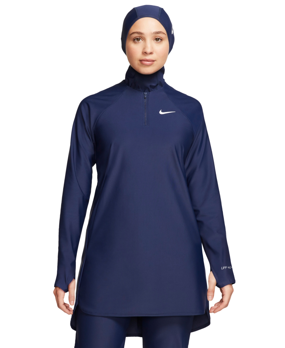 Nike Essential Long-sleeve Swim Tunic In Midnight Navy