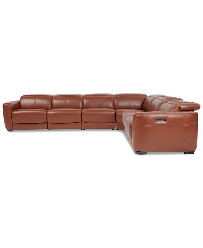 Furniture Lexanna 6Pc. Leather Sectional with 2 Power Motion Recliners