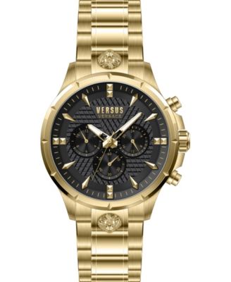 Versus Versace Versus by Versace Men's Chrono Lion Modern Round Gold-tone Stainless Steel Bracelet Watch 45mm