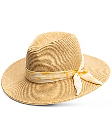 Women's Scarf-Tie Packable Panama Sun Hat