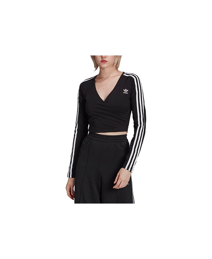 adidas Women's Cropped StripedSleeve Top Macy's