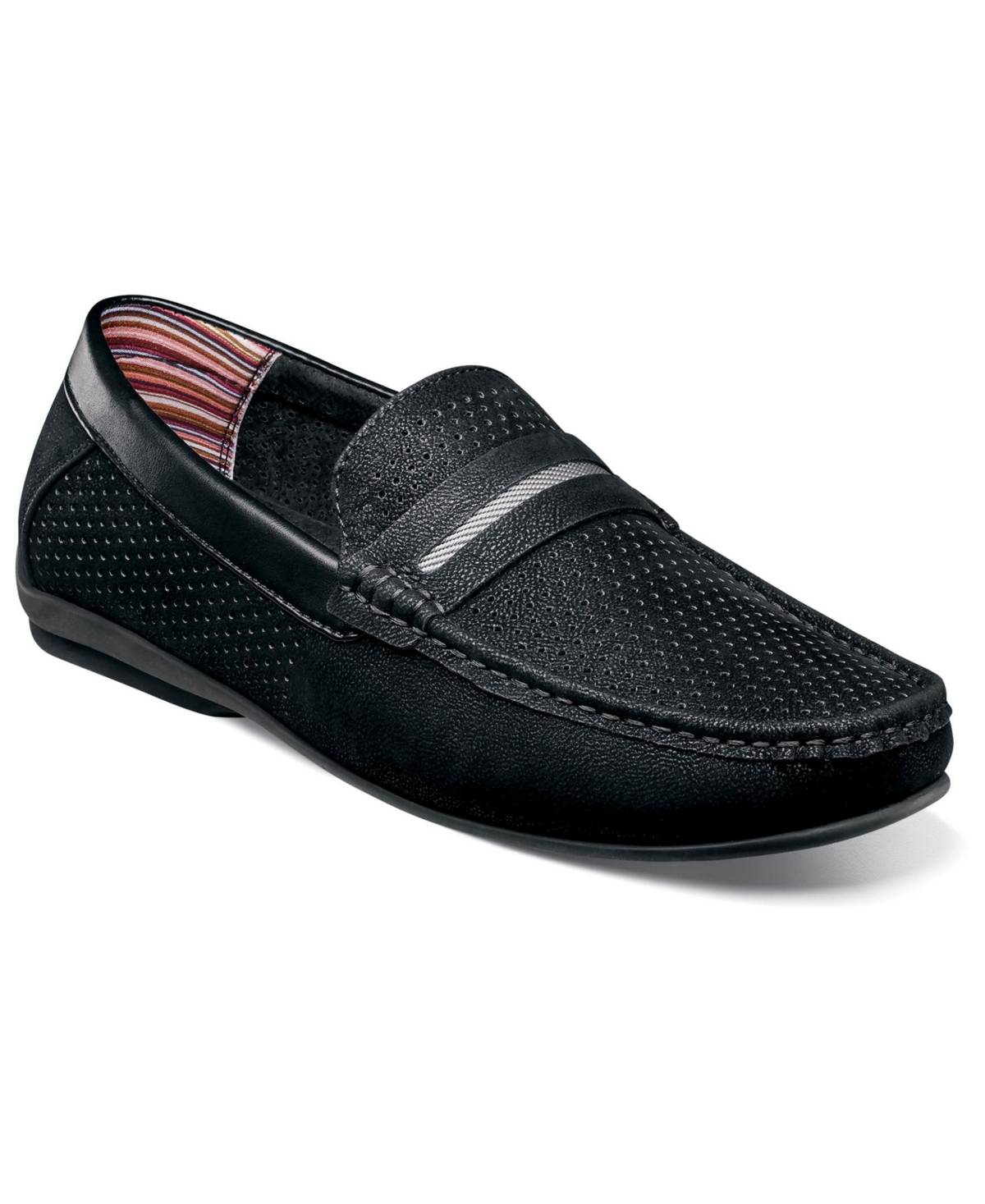 Shop Stacy Adams Men's Corby Moccasin Toe Saddle Slip-on Loafer In Black