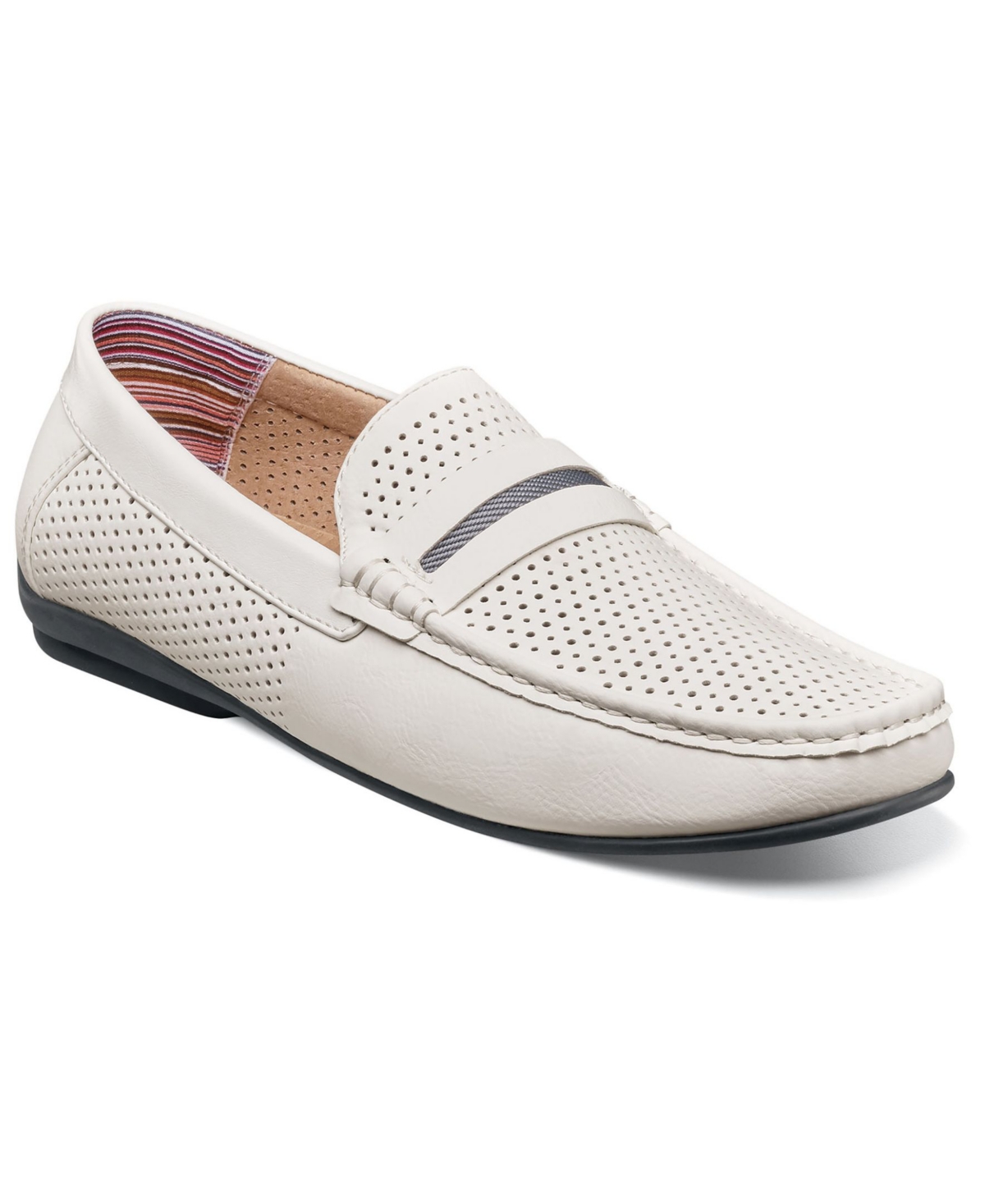 Shop Stacy Adams Men's Corby Moccasin Toe Saddle Slip-on Loafer In White