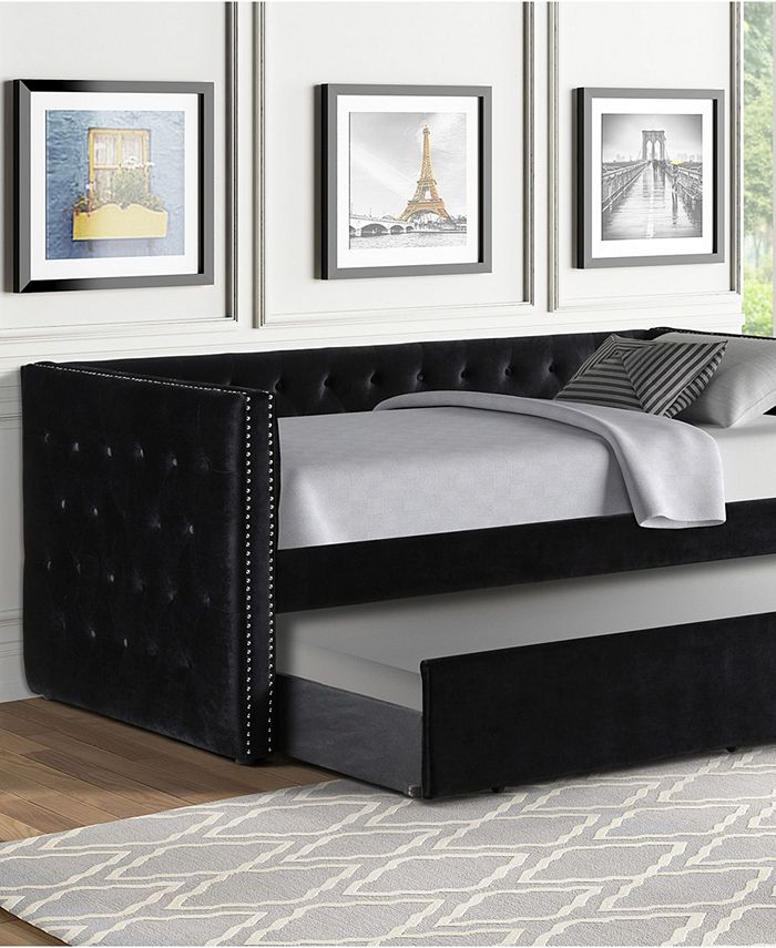Best Master Furniture Nikora Tufted Daybed with Trundle, 86" Macy's