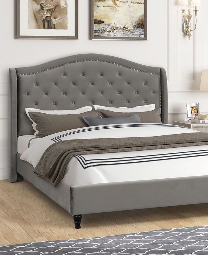 Best Master Furniture Myrick Upholstered Tufted Platform Bed