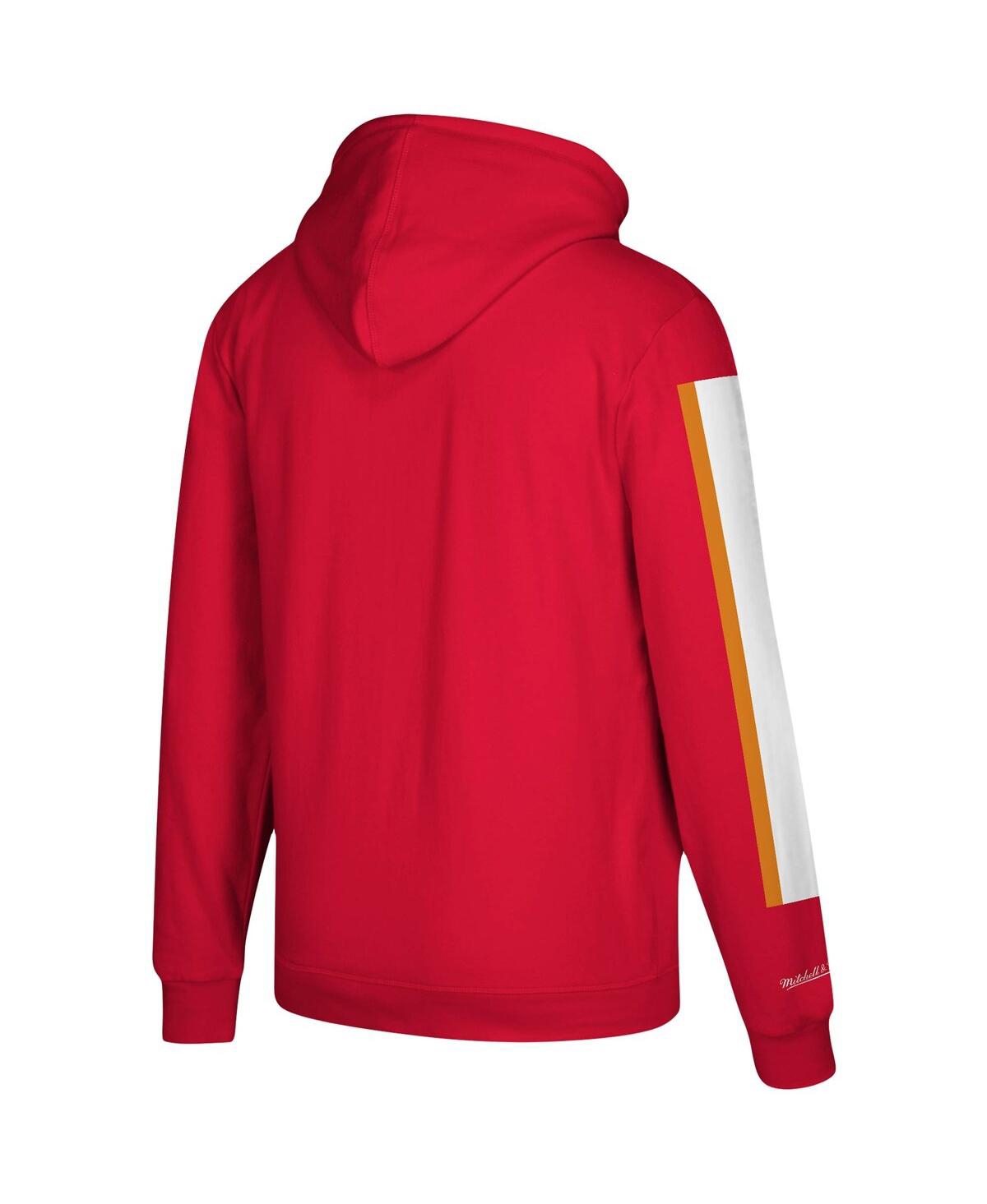 Shop Mitchell & Ness Men's Red Tampa Bay Buccaneers Three Stripe Pullover Hoodie