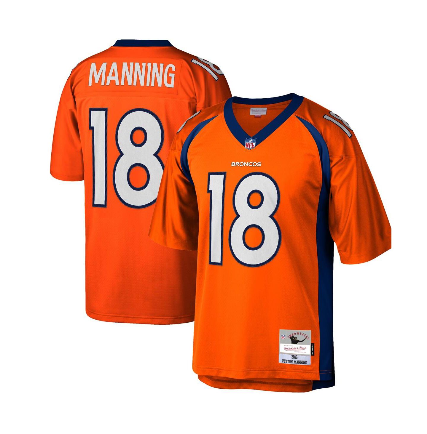 Мужской топ Mitchell & Ness Peyton Manning Orange Denver Broncos Big and Tall 2015 Retired Player Replica Jersey — фото 1