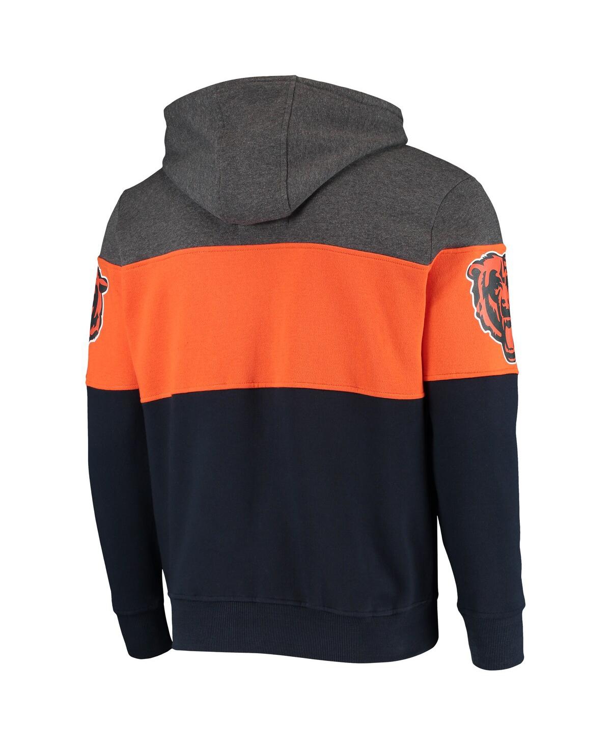 Starter Men's Heathered Gray, Orange Chicago Bears Extreme Fireballer Pullover Hoodie In Heathered Gray,orange
