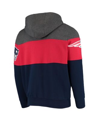 Men's Heathered Gray, Red New England Patriots Extreme Fireballer Pullover Hoodie