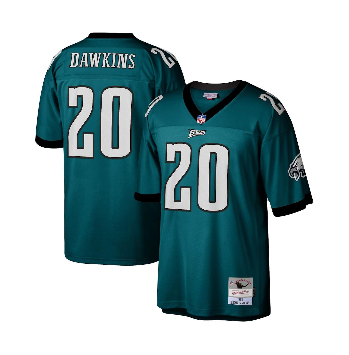 Мужской топ Mitchell & Ness Brian Dawkins Midnight Green Philadelphia Eagles 1996 Legacy Replica Jersey — фото 1